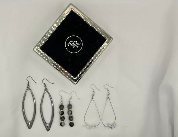High-Shine Silver & Gunmetal earrings Collection-Modern Metallics & Iridescent Crystals