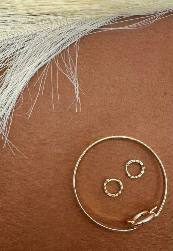 Golden Hour Minimalist Bangle & Twist Hoop Earring Set