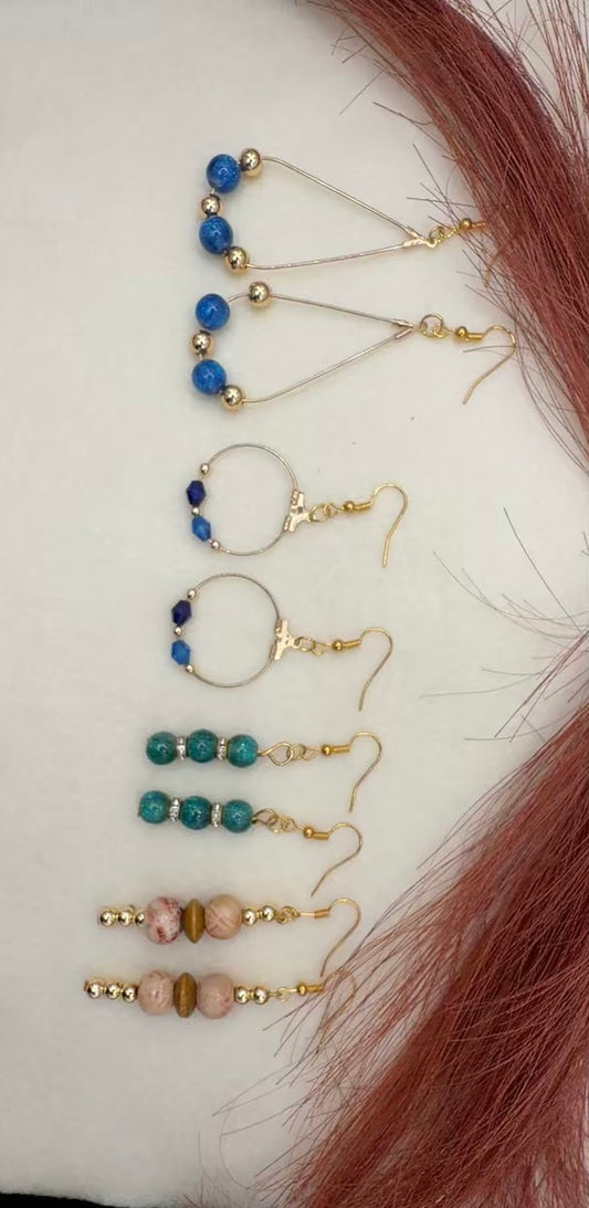 Earth Ocean Gold Gemstone Earring collection- Lapis, Turquoise & Jasper Dangles